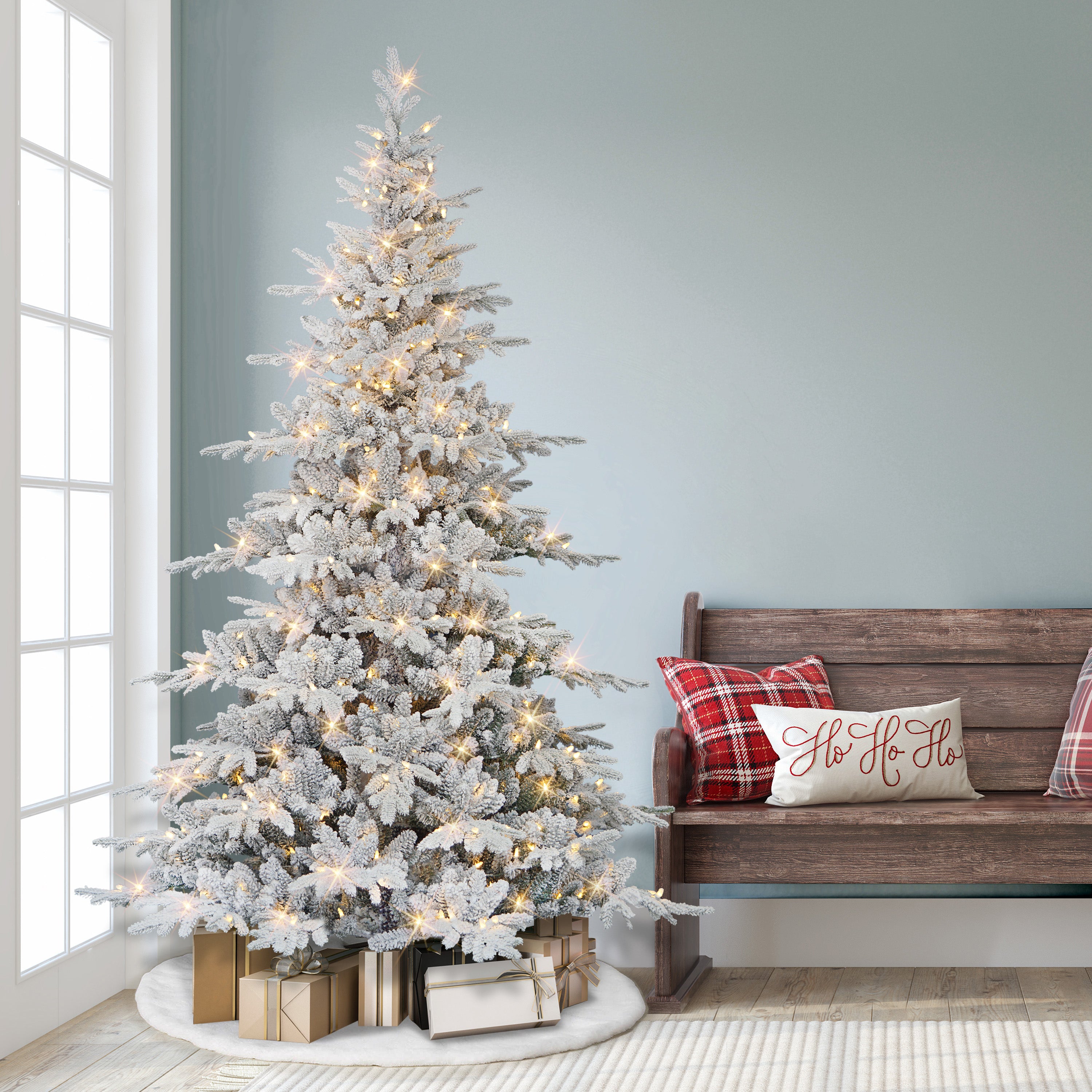 7.5ft Pre-lit Flocked Utah Fir Christmas Tree